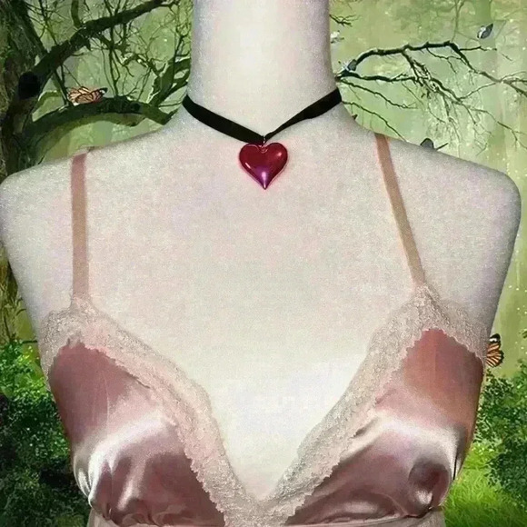 Y2k Satin Baby Pink Polka Dot Mini Slip - Picture 2 of 8